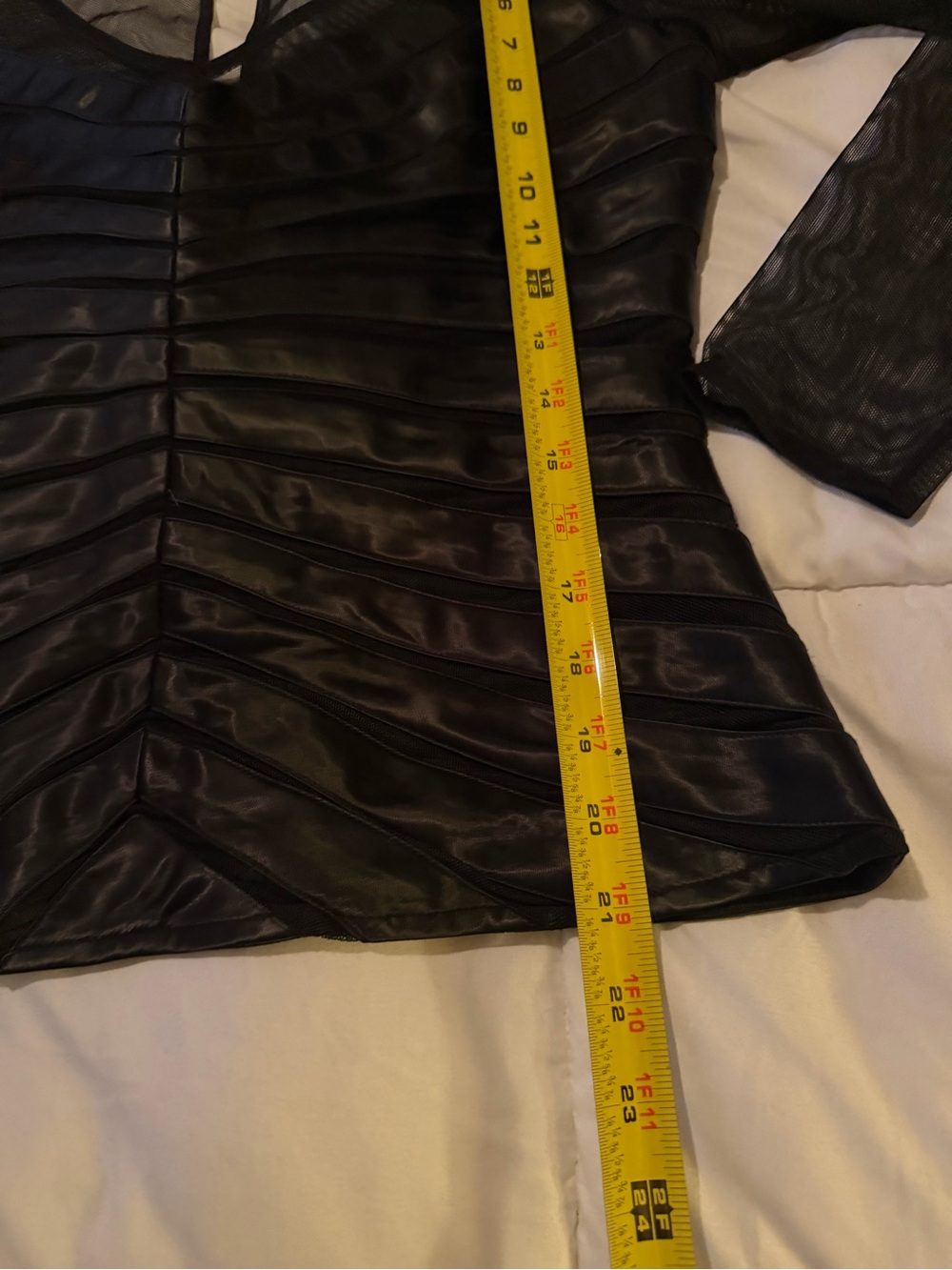 Dress Barn Black Sheer Mesh and Satin Stripe V-Neck Top - Picture 3 of 10